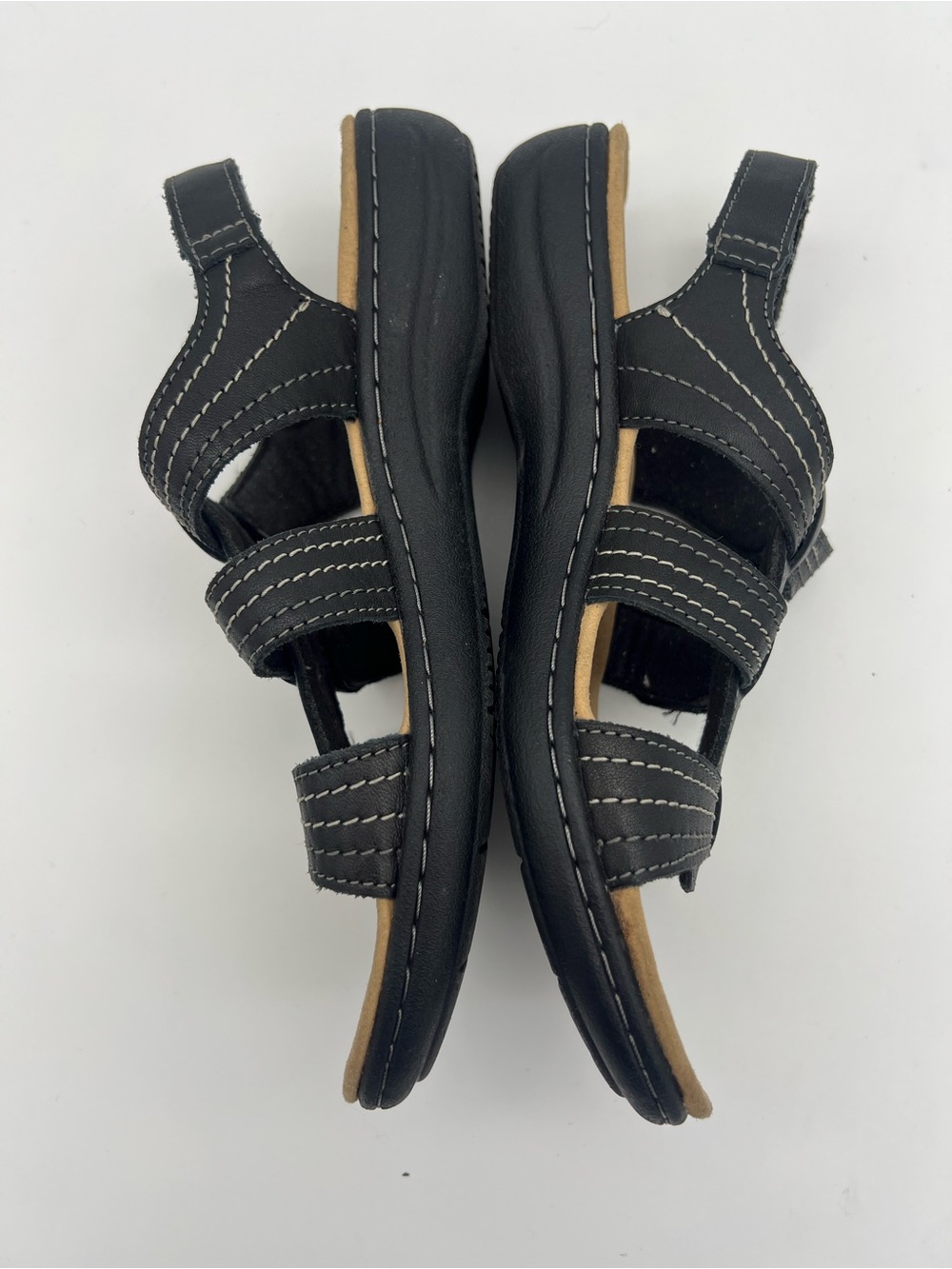 CLARKS Collection Laurieann Vine Black Leather Women Comfort Sandals Size 8 - Picture 6 of 8